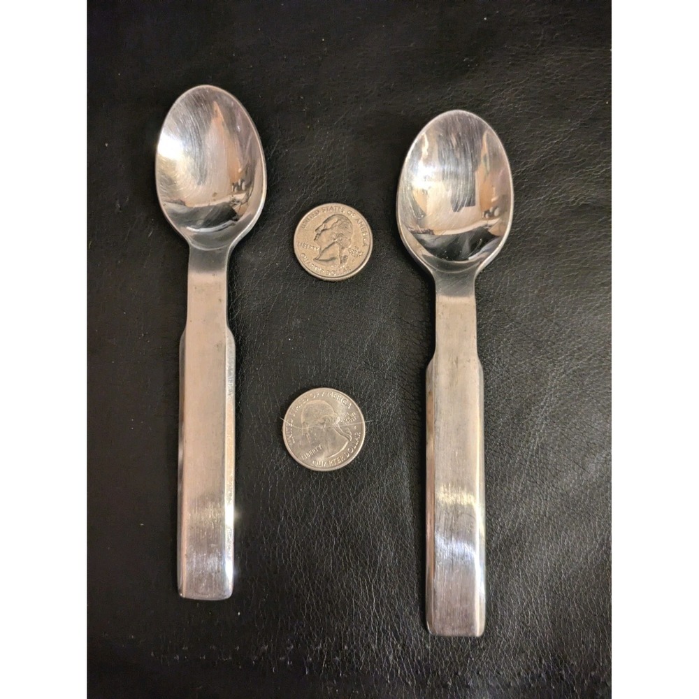 Lot Of 2 Stanley Roberts Oblique Teaspoon 6 In Korea Stainless MCM